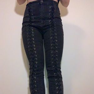 & other stories lace up skinny jeans